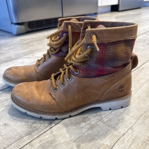 Timberland X Pendleton Womens 8 Bramhall Leather Plaid Flannel Brown Boots