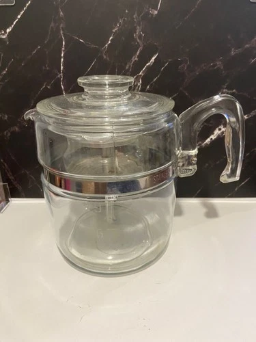 Vintage Pyrex 7759-B 9 Cup Stove Top Coffee Pot Complete EUC!!!