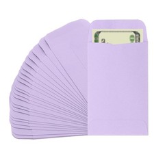 Money Envelope, 25 Pcs 3.5" x 2.2" Cash Holder for Checks Coins, Purple