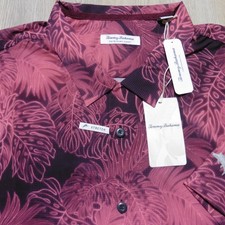 TOMMY BAHAMA Mens 3XLB 3XL BIG LUMINESCENT HAWAIIAN SHIRT STRETCH BERRY RED