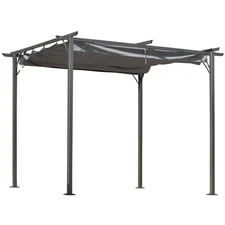 10x10 ft Outdoor Retractable Pergola Canopy Sun Shade Shelter for Backyard Patio