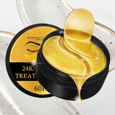 24K Gold Gel Augenpads, 30 Paar Augenpads, Eye Mask, Collagen Augenringe, Feucht