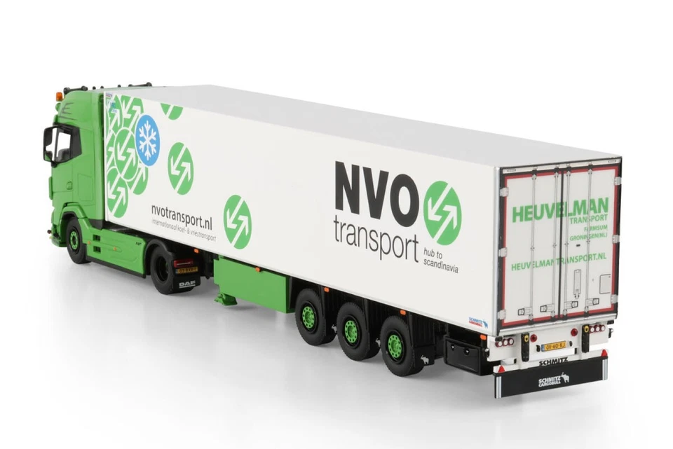 Remolque frigorífico DAF XG+ 4x2 3 ejes "Heuvelman GSO" WSI camiones modelos escala 1:50 Foto 3 de 4