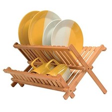 for Kitchen Counter - Collapsible 2-Tier Bamboo Dish Rack Dish Drying Rack