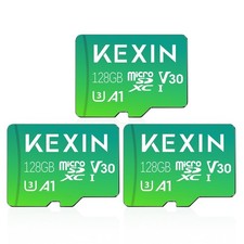 KEXIN 128GB Micro SD Card 3 Pack with Adapter - Up to 90MB/s 4K, V30, A1, C10...