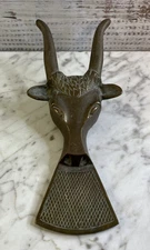 Solid Brass Boot Jack Remover Bull Longhorn Steer Door Stop Vintage
