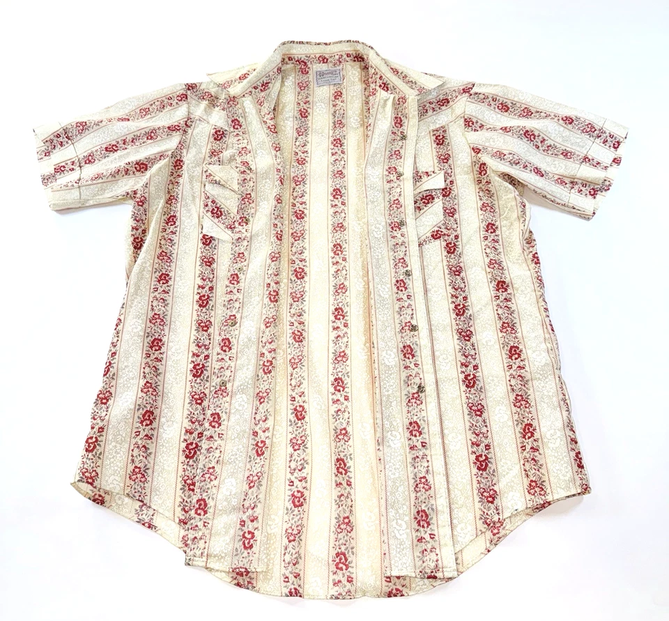 Camisa occidental manga corta estampado floral perla H Bar C de colección para hombre talla XL Foto 3 de 4