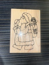 NEW Country Santa Wood Mounted Stamp Old Santa Christmas DOTS U126 Never Used