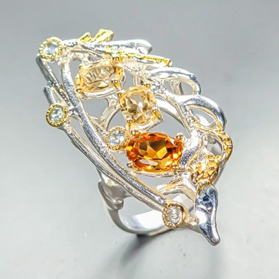Gems ring Natural Citrine Ring 925 Sterling Silver Size 7.25