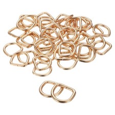 50pcs D Ring 5/8" 16mm Metal Electroplate D-Shape Buckle Clips, Gold