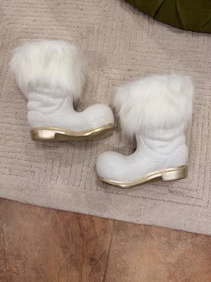 White Santa Boots for tabletop decor, centerpiece, holiday decor or Christmas