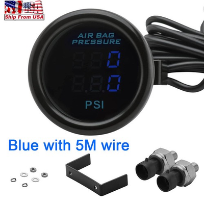 #ad Car Suspension Gauge Kit 2inch 52mm Air Ride Air Pressure Gauge Set with Sensors $38.54