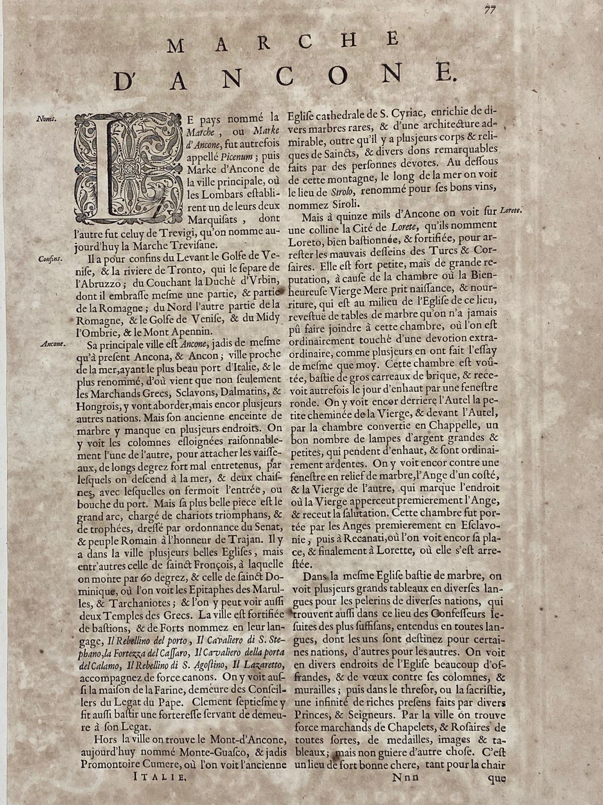 Mappa Originale Antica di Ancona e Piceno, incisione di W. J. Blaeu  (1571-1638)