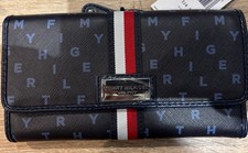 Image of Tommy Hilfiger navy blue striped purse wallet Rrp $78 Bnwt