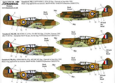 Xtra Decals 1/72 CURTISS P-40B WARHAWK & TOMAHAWK Fighter