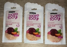 Freeman Bare Foot Bath Pink Himalayan Salt Foot Soak Detox Peppermint Plum 3pack