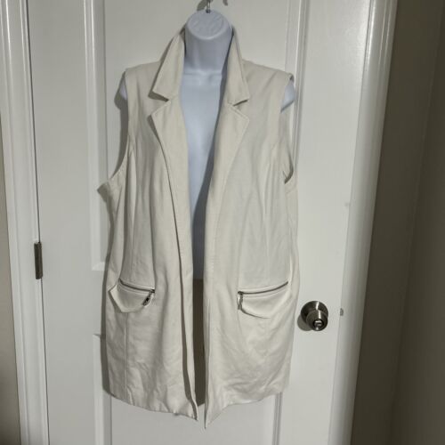 Chicos Vest Womens 3 US L White Open Front Sleeve… - image 1