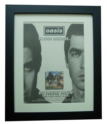 OASIS+Be Here Now+Stand+POSTER+AD+RARE ORIGINAL 1997+FRAMED+EXPRESS GLOBAL SHIP