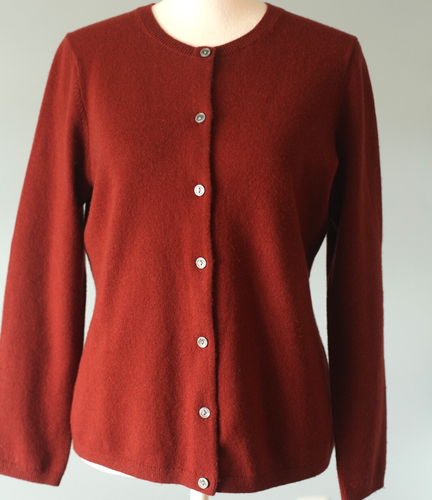 Lands' End Size Small Pet 6-8 100% Cashmere Button Cardigan Rust Red - Picture 2 of 22