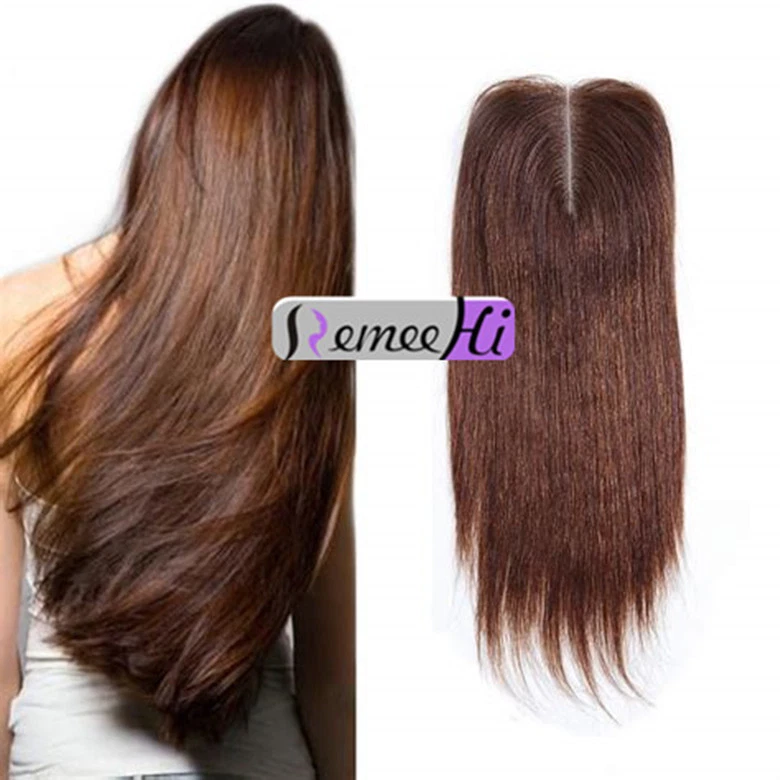 4"x4" Peruano 8A Virgen Remy Cabello Humano Sin Procesar Seda Cierre de Encaje Recto Foto 2 de 4