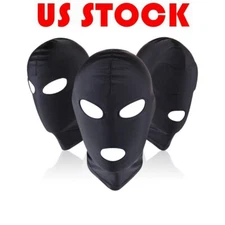 Bondage Face Mask Open Eyes Mouth Full Head Hood Harness Headgear Festish BDSM