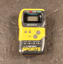 VINTAGE SONY SPORTS YELLOW FM/AM WALMAN PLAYER SRF-M70 UNTESTED AS IS POWERS ON