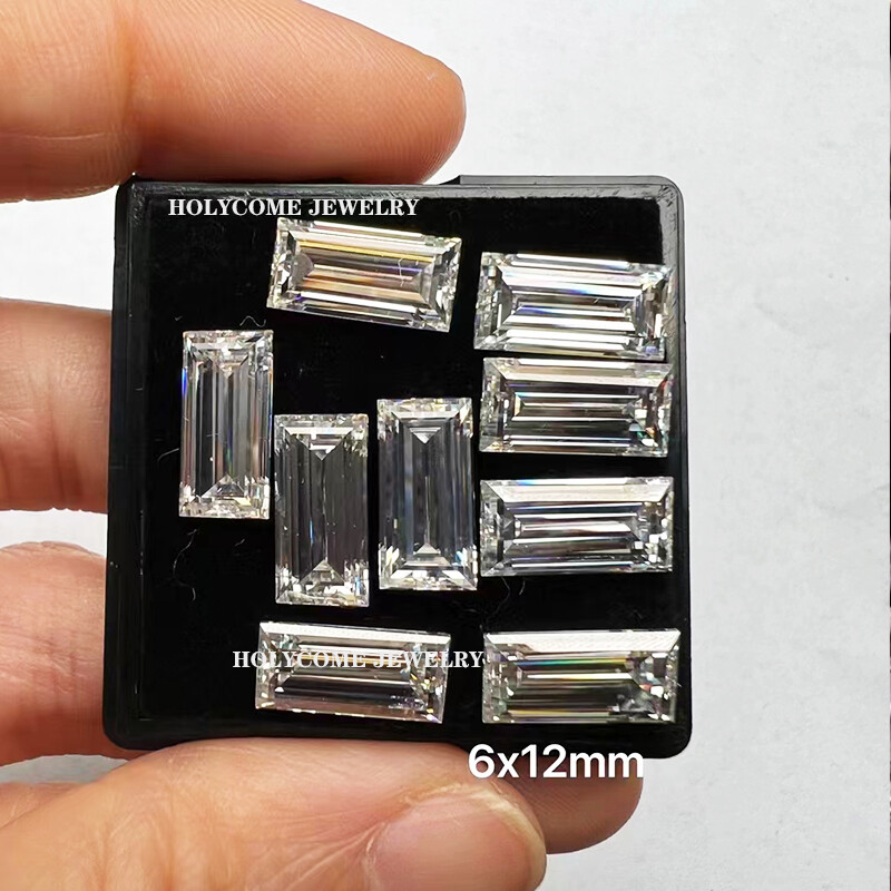 Piedra suelta súper blanca corte baguette moissanita rectángulo color D VVS1 para anillo