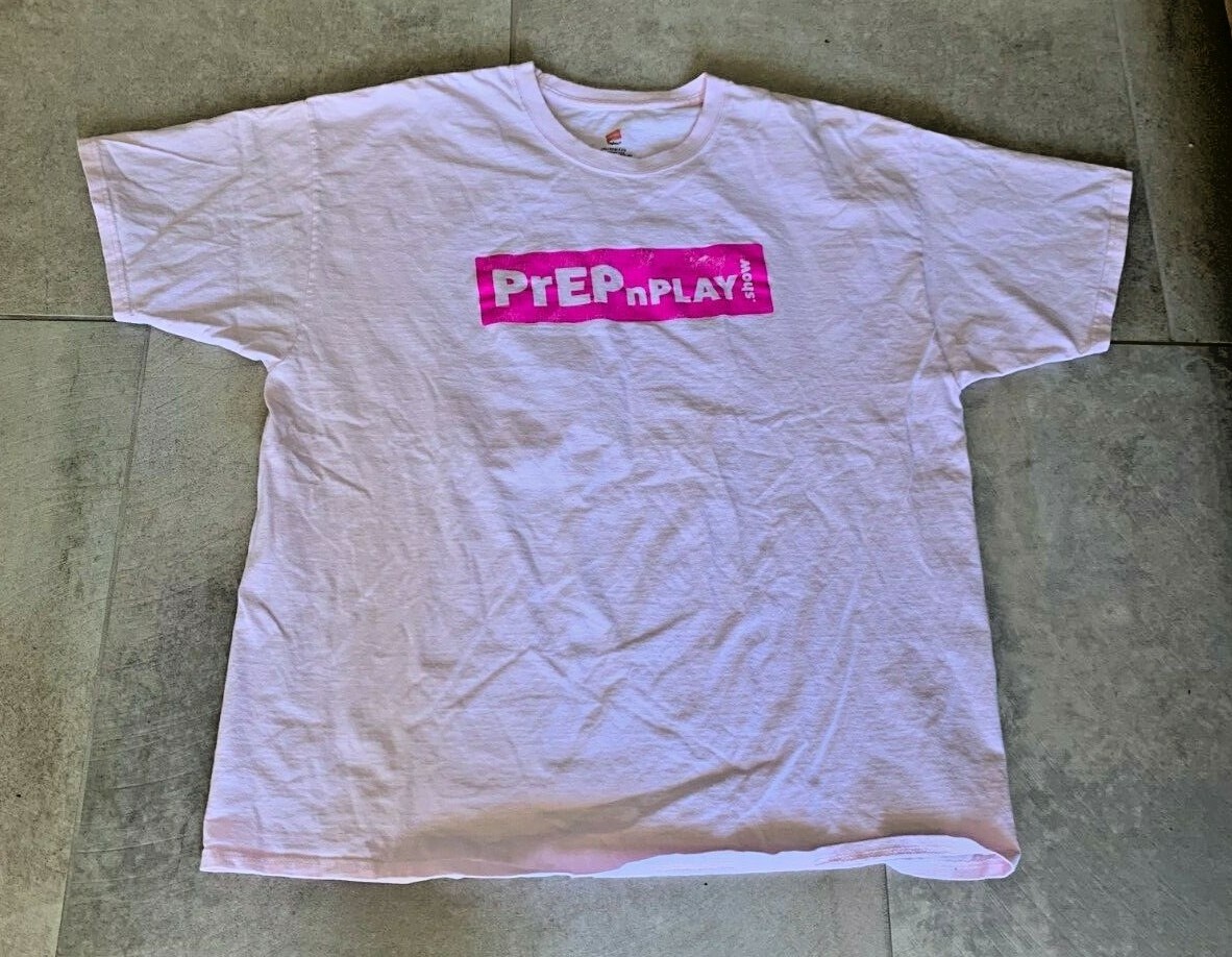 Men's Pink Palm Trees Hanes T-Shirt 2XL PrEP n Play Show Design-image
