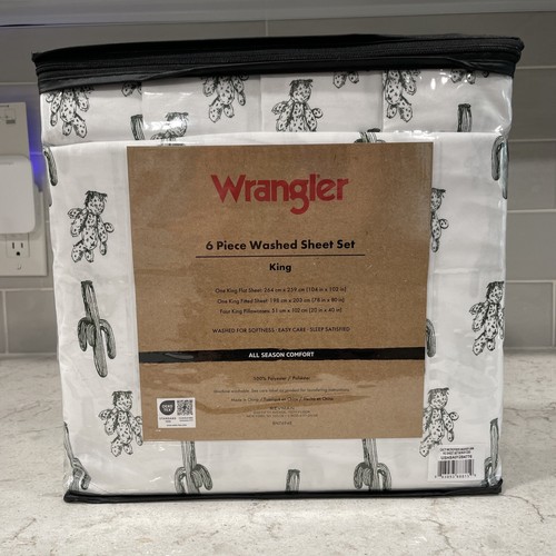 Wrangler 6 piece CACTUS Washed King Size Sheet Set Cowboy Southwestern Western - Picture 5 of 6
