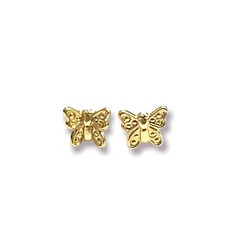 14k Solid Yellow Gold Butterfly Small Tiny Stud Earrings