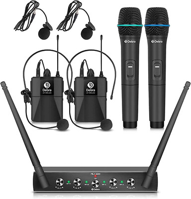 Debra Audio Pro UHF 4-Kanal kabelloses Mikrofonsystem mit kabellosem Handheld