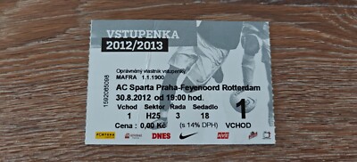 Ticket 2012 Sparta Praha vs. Feyenoord Europa League 21348
