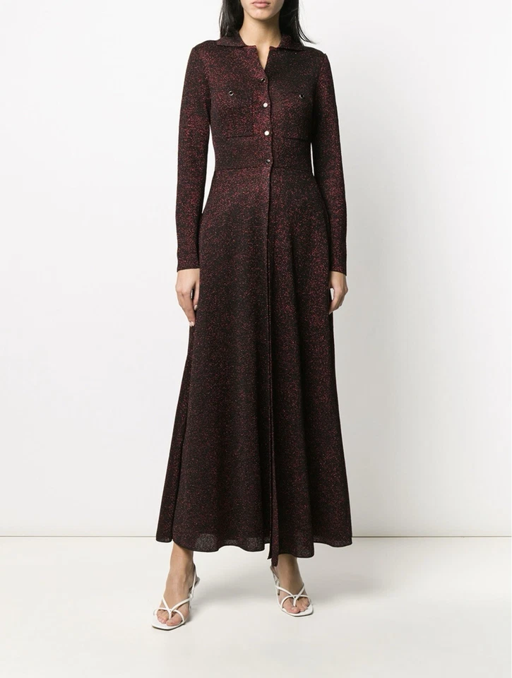 $2150 NUEVO MISSONI MAXI VESTIDO ABRIGO LARGO CÁRDIGAN SUÉTER CHAQUETA ROJO NEGRO 40 4