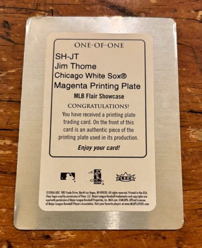 Escaparate Fleer Flair 2006 Jim Thome 1/1 placa de impresión magenta Chicago White Sox Foto 2 de 2