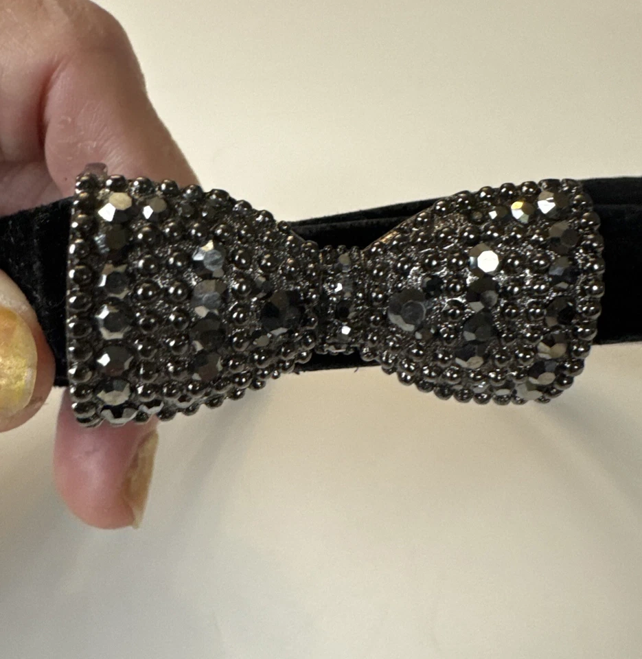 Nine West Mujer Cinturón Mediano Terciopelo Ajustado Vestido Lentejuelas Lazo Damas M 36 in Foto 2 de 4