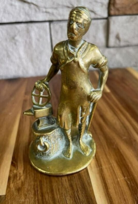 Vintage VULCAN Brass Car Truck Hood Ornament Cap Blacksmith Mascot