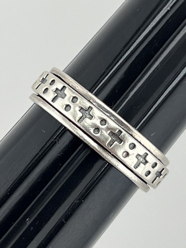 spinning sterling silver rings size 9 Cross Band - Picture 4 of 10