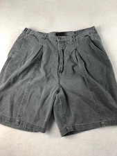 Vtg Fast Breakers Shorts Mens XL Gray Chino Pleated Casual Elastic Waist Denim