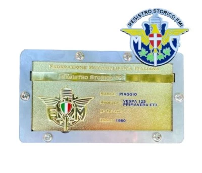SUPPORTI FERROSI SUPPORTO "A SCOMPARSA" TARGA ORO FMI + SPILLA CON RILIEVO SENZA FORARE INOX