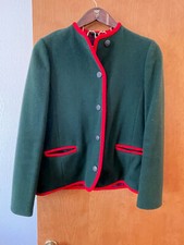Trachten Of Austria Von Mackintosh Womens Wool Jacket-green And Red-made In Usa