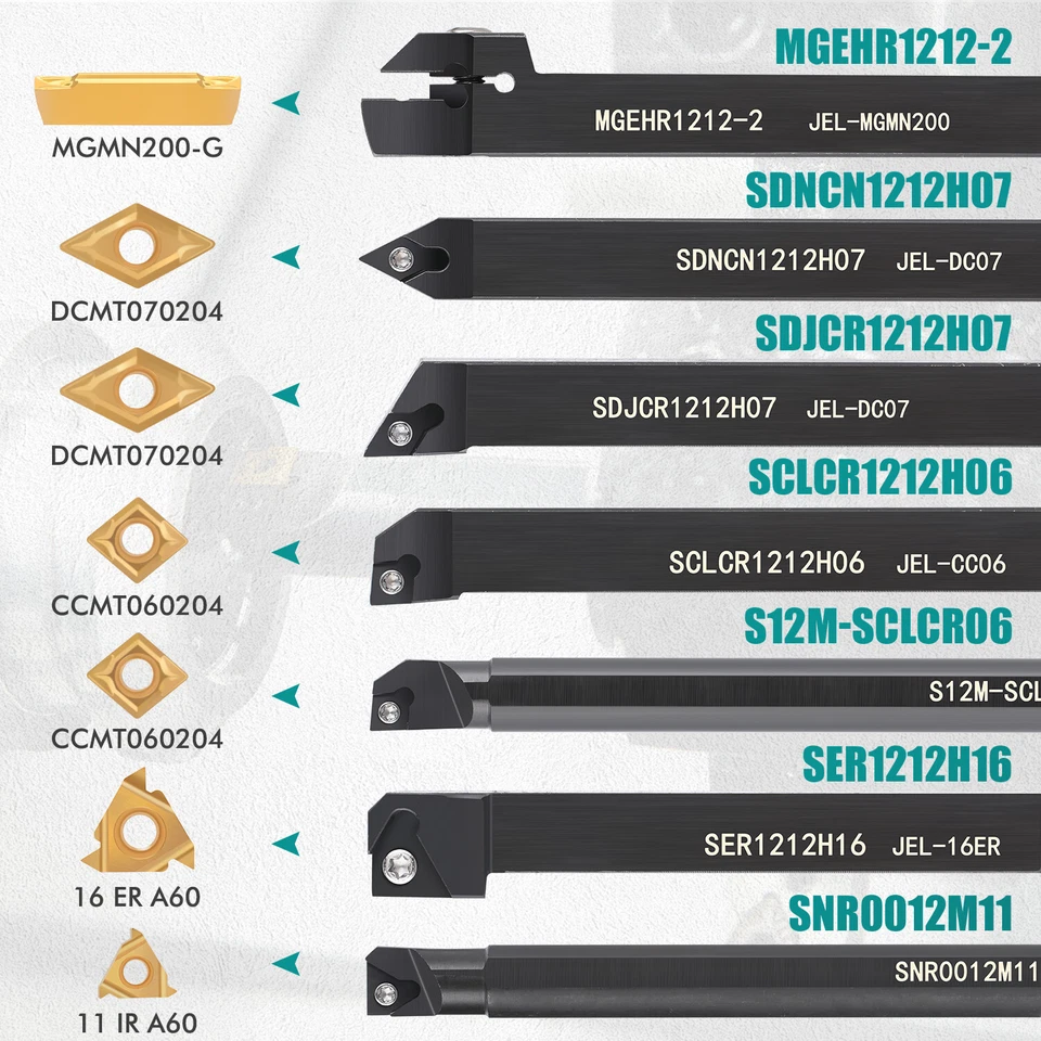 7X Drehmeißel Set Drehstahl Klemmhalter Bohrstange 7 Wendeschneidplatten - Bild 2 von 4