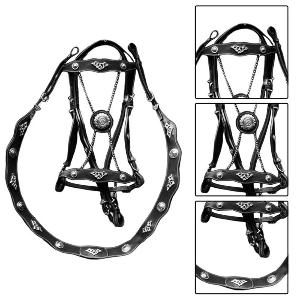 Metal Buckle Horse Rein Headstall Ergonomic Horse Head Collar Horse