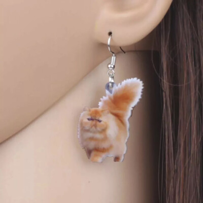 Fun, Lightweight Unhappy, Fluffy Cat Kitten Earrings- New W/ Tags