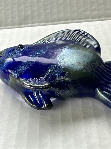 Vintage Murano Style Glass Paperweight Hand Blown Angel Fish Signed Dated ‘99 - Picture 11 of 11