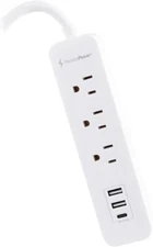 3 Ft Surge Protector Power Strip | 3 AC Outlets with 3 USB Charging Ports