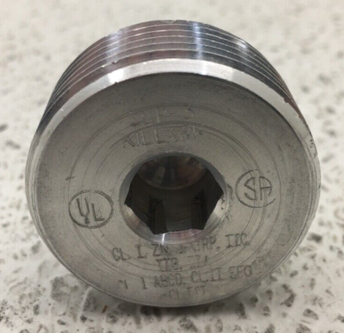 CUP-3 KILLARK 1 INCH THREADED INSERT PLUG ALUMINUM - Picture 3 of 5