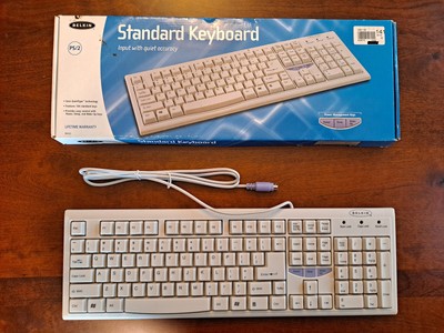 Vintage Belkin Standard Keyboard PS/2 Classic Look White Open Box 6ft Cord