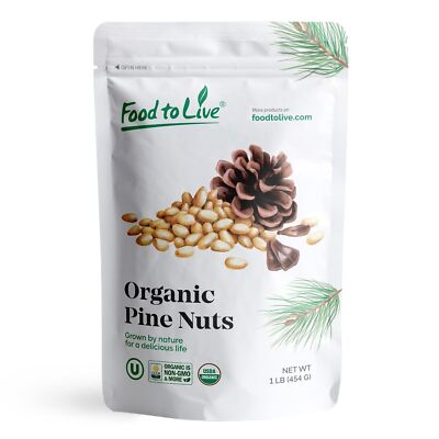 Organic Pine Nuts Non Gmo Raw Kosher Nutty Snack 1 Pound Bulk Pack