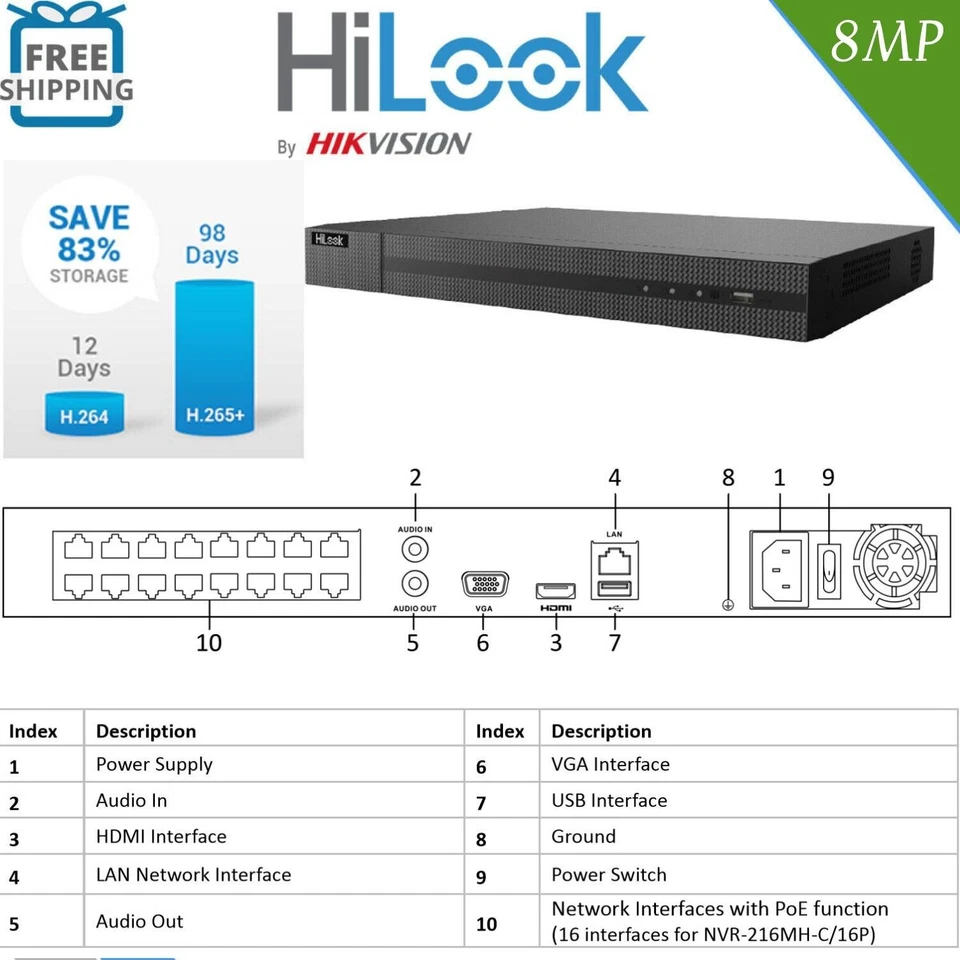HIKVISION 4CH 8CH 16CH 8MP POE CCTV SYSTEM IP UHD NVR 5MP AUDIO MIC CAMERA KIT - Image 3 of 4