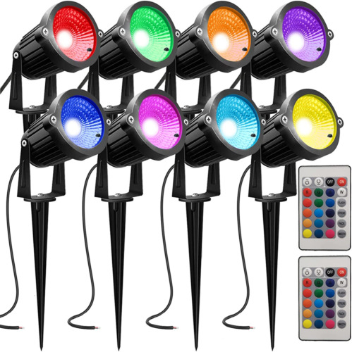 AHSELLUS Low Voltage Landscape Lights Color Changing Spotlight Outdoor LED Garde